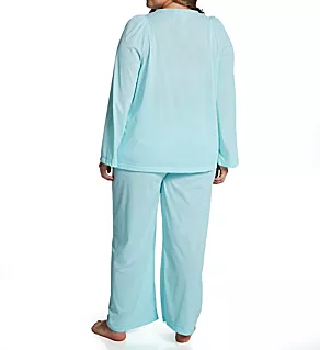 Plus Petals Long Sleeve Pajama Set SeaFoam 2X