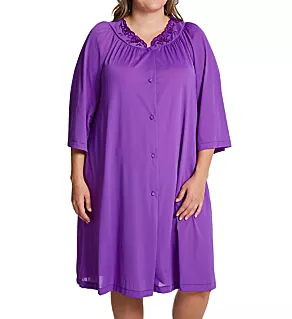 Plus Petals Embroidered Yoke Coat Purple 1X