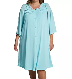 Plus Petals Embroidered Yoke Coat SeaFoam 1X
