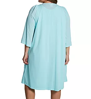 Plus Petals Embroidered Yoke Coat SeaFoam 1X