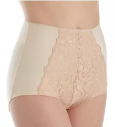 Smoothing High Waist Full Brief Panty with Lace Nude S