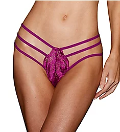 Stretch Lace Strappy Thong Orchid O/S