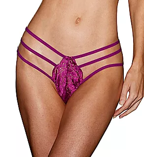 Stretch Lace Strappy Thong Orchid O/S