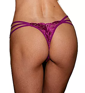 Stretch Lace Strappy Thong Orchid O/S