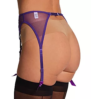 Scalloped Embroidery Garterbelt Purple O/S
