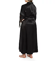 Plus Size Chiffon Charmeuse Long Robe Black 1X-2X
