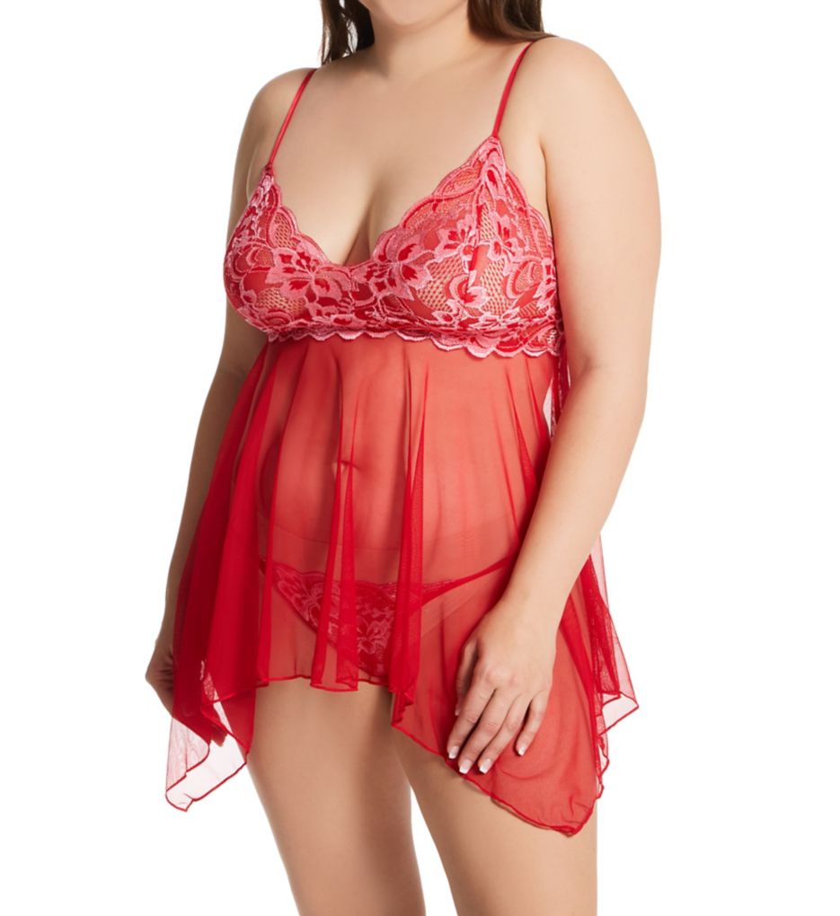 Plus Size Floral Sheer Babydoll