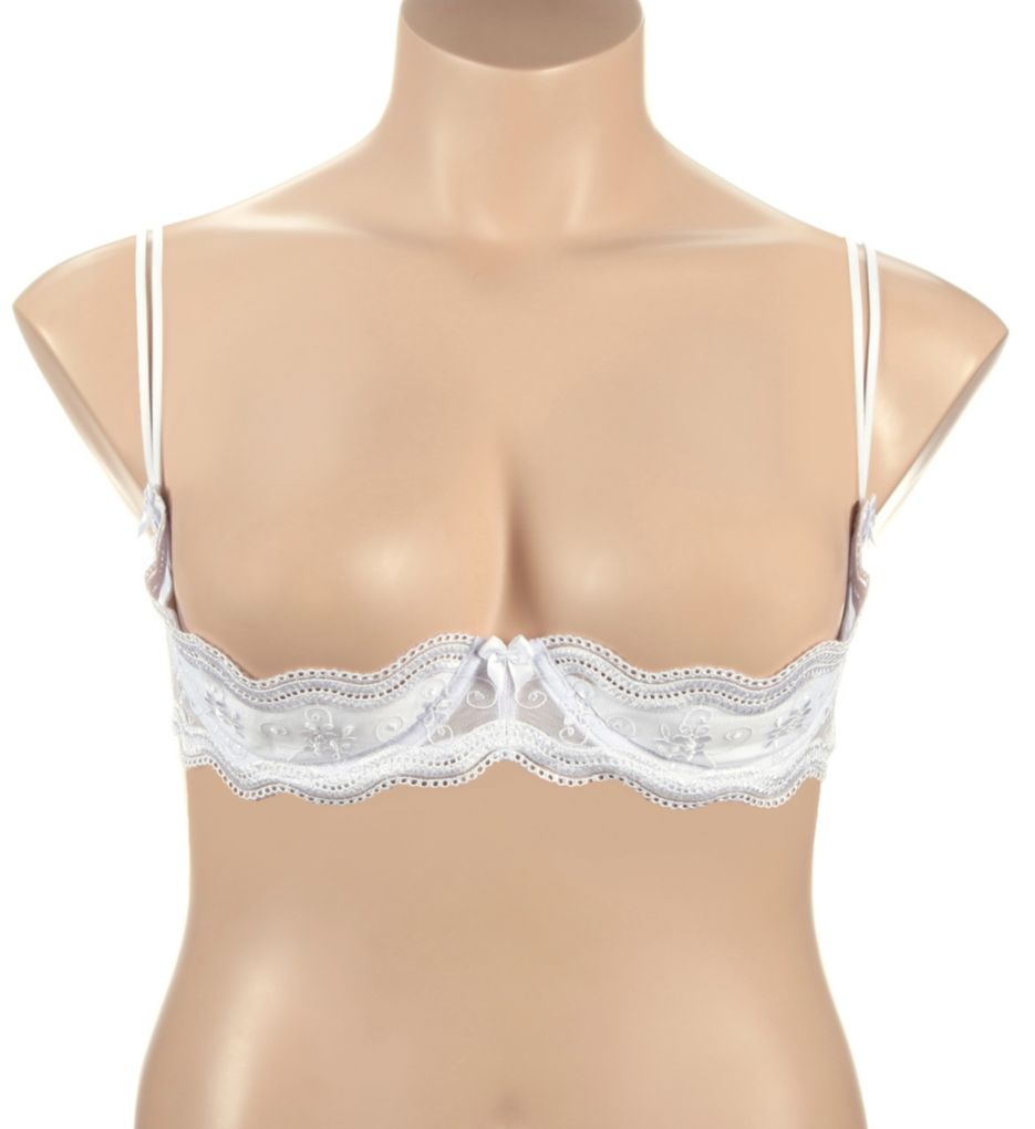 Women Plus Bralette Lingerie See Through 1/4 Cups Push Up Shelf