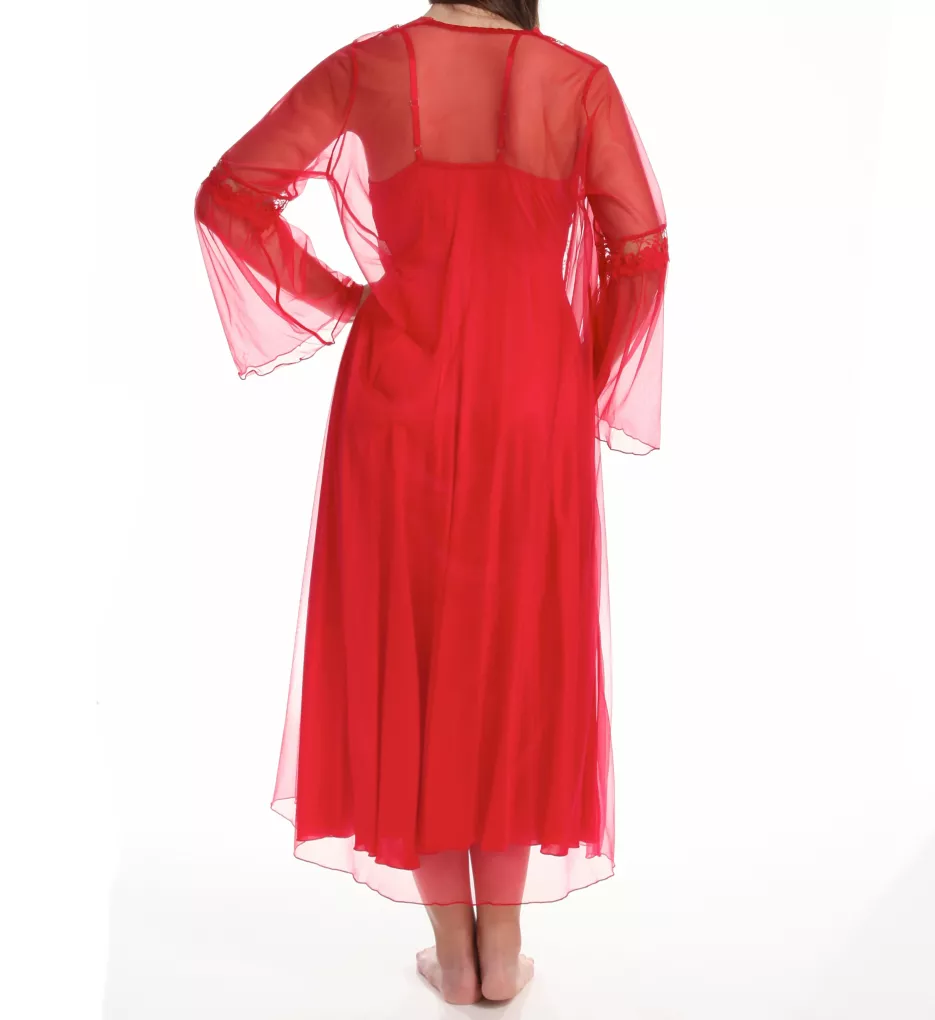 Plus Size 2 Piece Long Gown Peignoir Set Red 2X