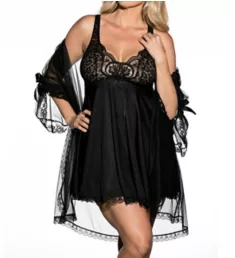 Plus Size 3 Piece Babydoll Peignoir Set