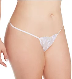 Plus Size Sequin Embroidered Thong White 1X-2X