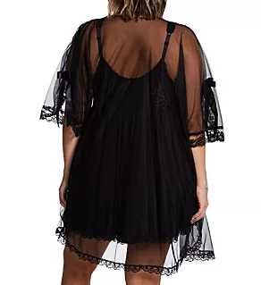 Plus Size 3 Piece Babydoll Peignoir Set Black 5X