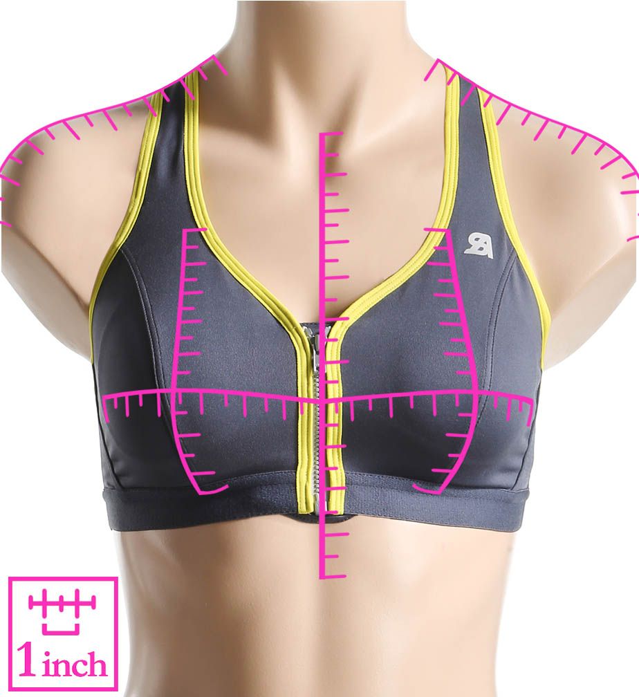 GLOWMODE High Support Zip Front Buckle Up Racerback Sports Bra Gym