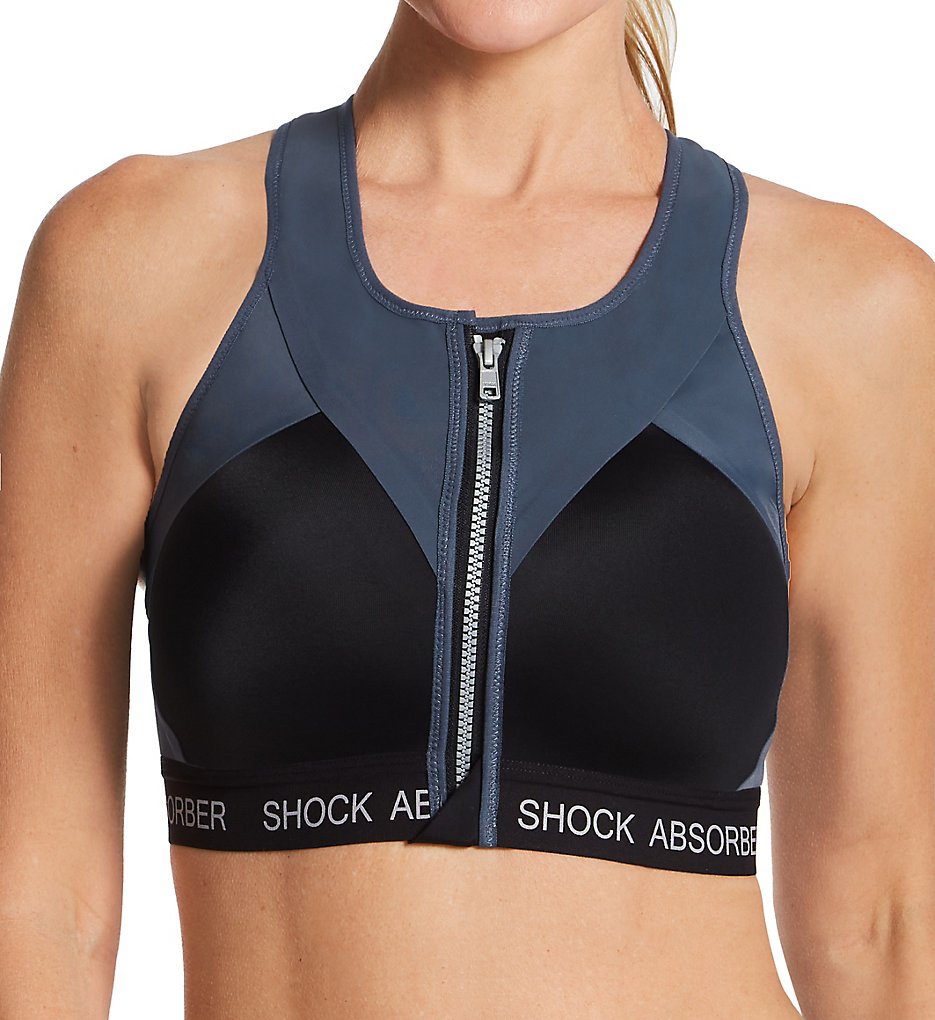 Shock Absorber - Shock Absorber S09CG Ultimate Infinity Power Front Zip Sports Bra (Slate Gray - Black 38F)