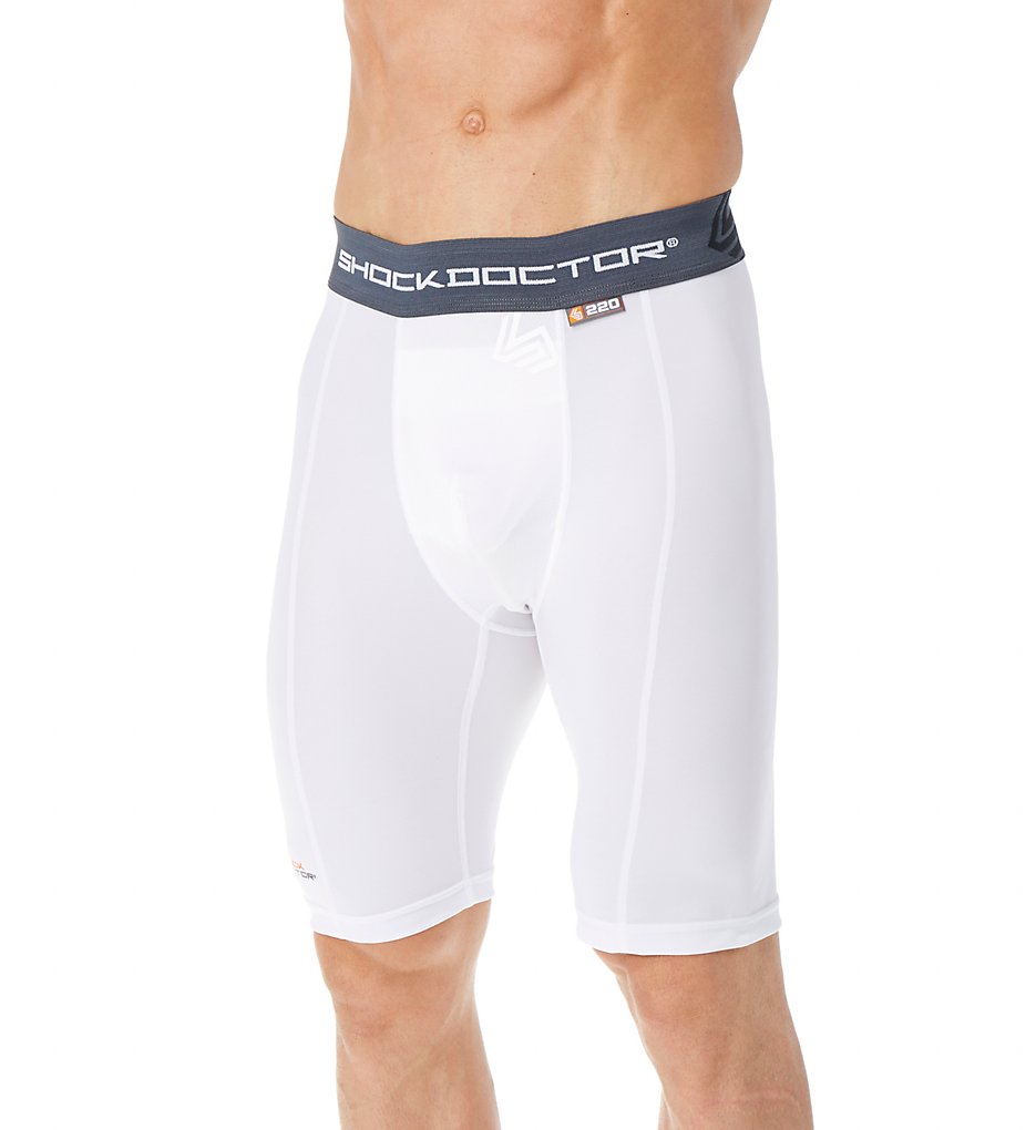 Shock Doctor 220 Core Compression Short with Cup Pocket (White)