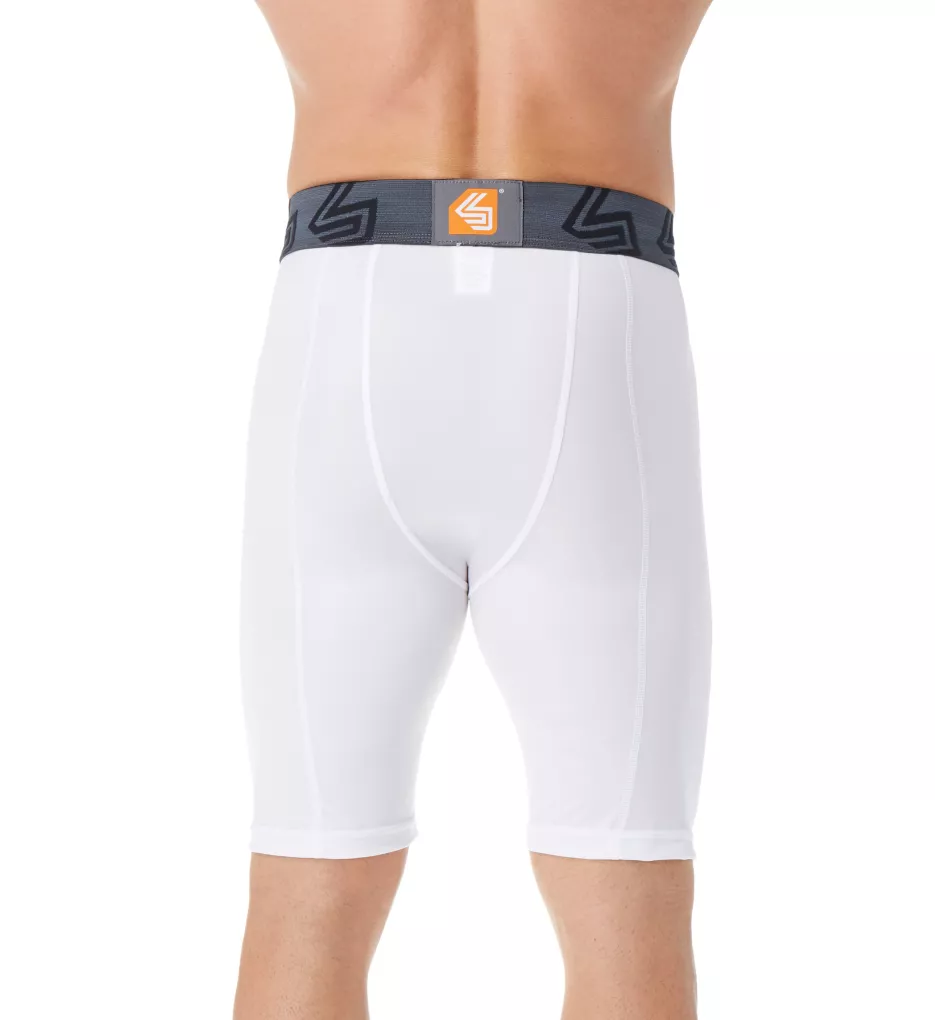 Core Compression Short with Cup Pocket White L
