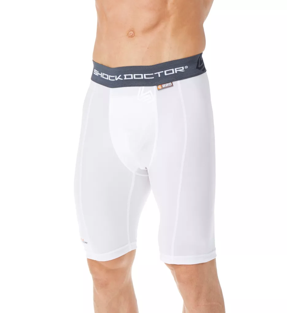 Shock Doctor Compression Shorts Cup Included - Athletic Supporter Underwear  with Pocket and Cup - Adult White