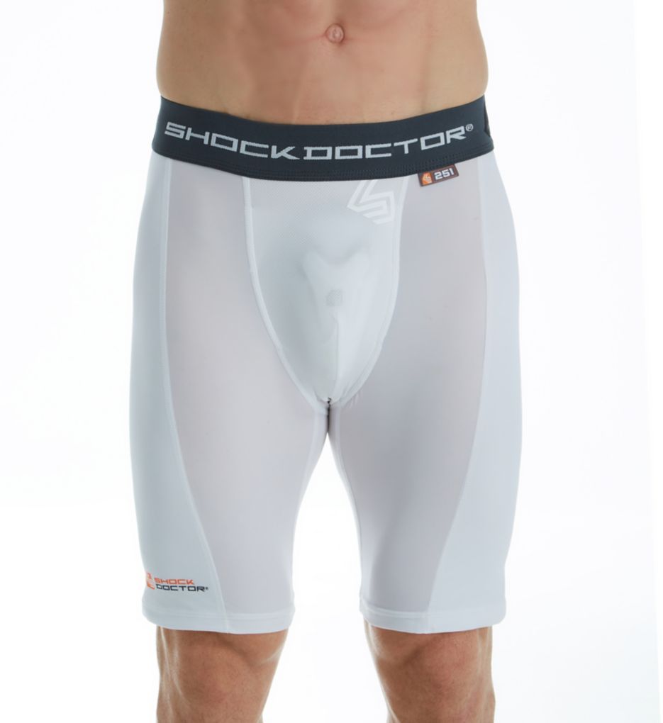 Core Double Compression Short With Bio-Flex Cup White L by Shock