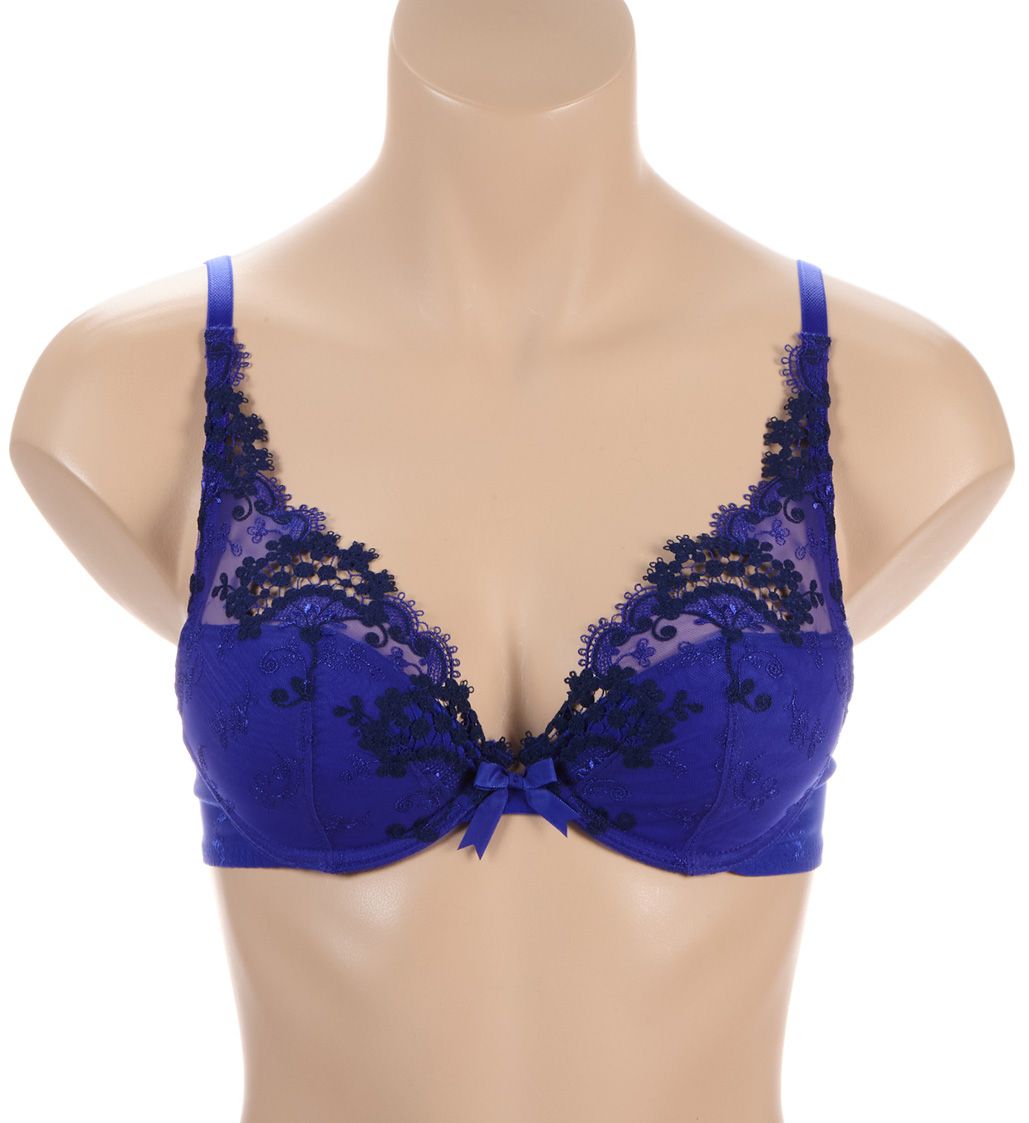 Simone Perele Wish Triangle Contour Push-up Lace Bra Electric Blue 36B  - Image 1