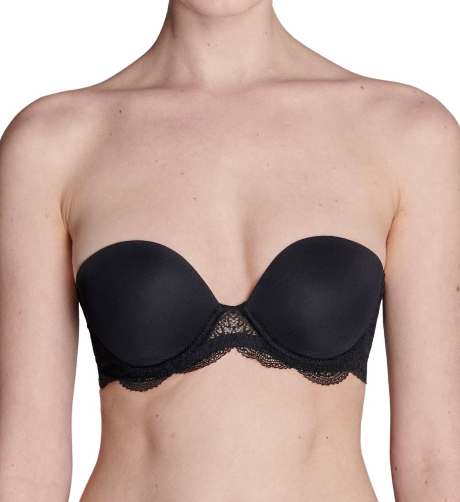  Womens Seamless Underwire Bandeau Minimizer Strapless Bra  For Big Busted Women Black 36F