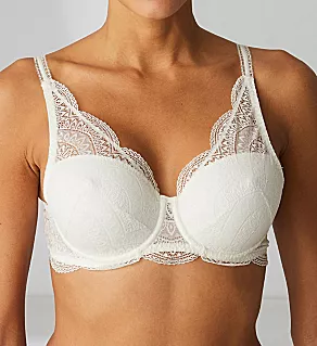 Karma Molded Spacer Foam Cup Triangle Lace Bra Ivory 32B