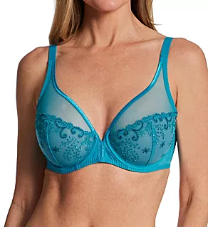 Delice Sheer Plunge Bra Atoll Blue 34F