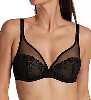 Delice Sheer Plunge Bra Gem/Black 38B