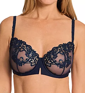 Saga Embroidered Demi Cup Bra Sapphire 36D