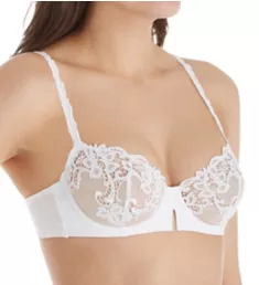 Saga Embroidered Demi Cup Bra White 32B