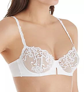 Saga Embroidered Demi Cup Bra White 32B