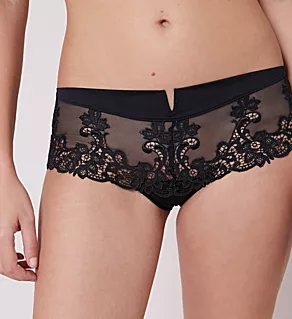 Saga Embroidered Boyshort Panty Black XS