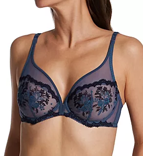 Intrigue Sheer Plunge Bra Cinder Blue 34B