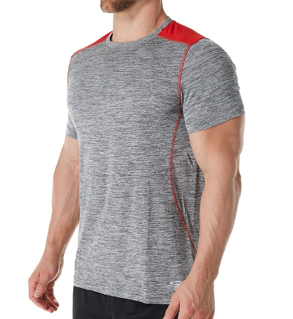 Skechers SKM-0259 Space Dye Jersey Mesh Crew T-Shirt (Charcoal/Red)
