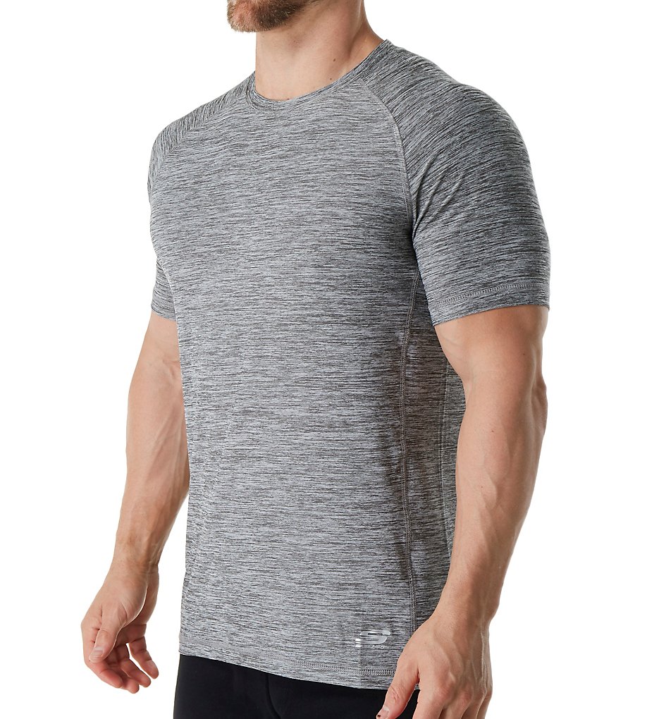 Skechers SKM-0281 Melange Short Sleeve Raglan Crew T-Shirt (Charcoal Heather)