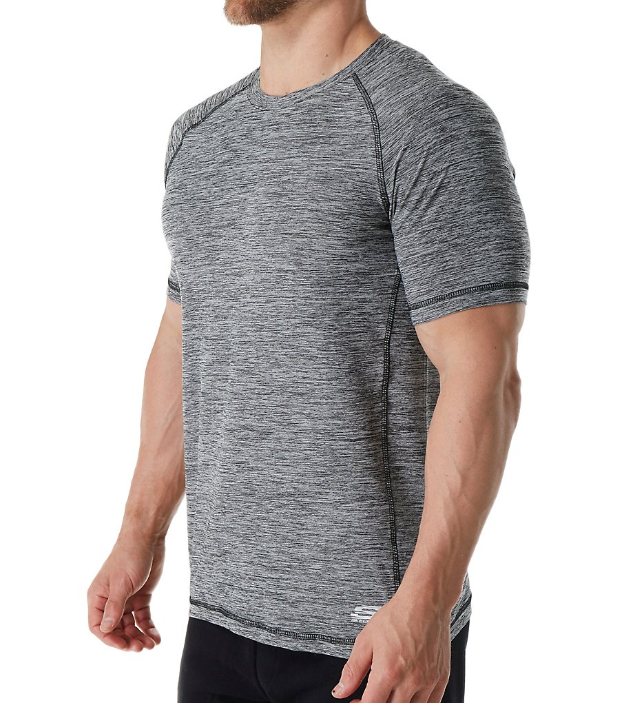 Skechers SKM-0281 Melange Short Sleeve Raglan Crew T-Shirt (Black)