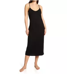 Organic Cotton Long Sexy Slip with Shelf Bra Black XS