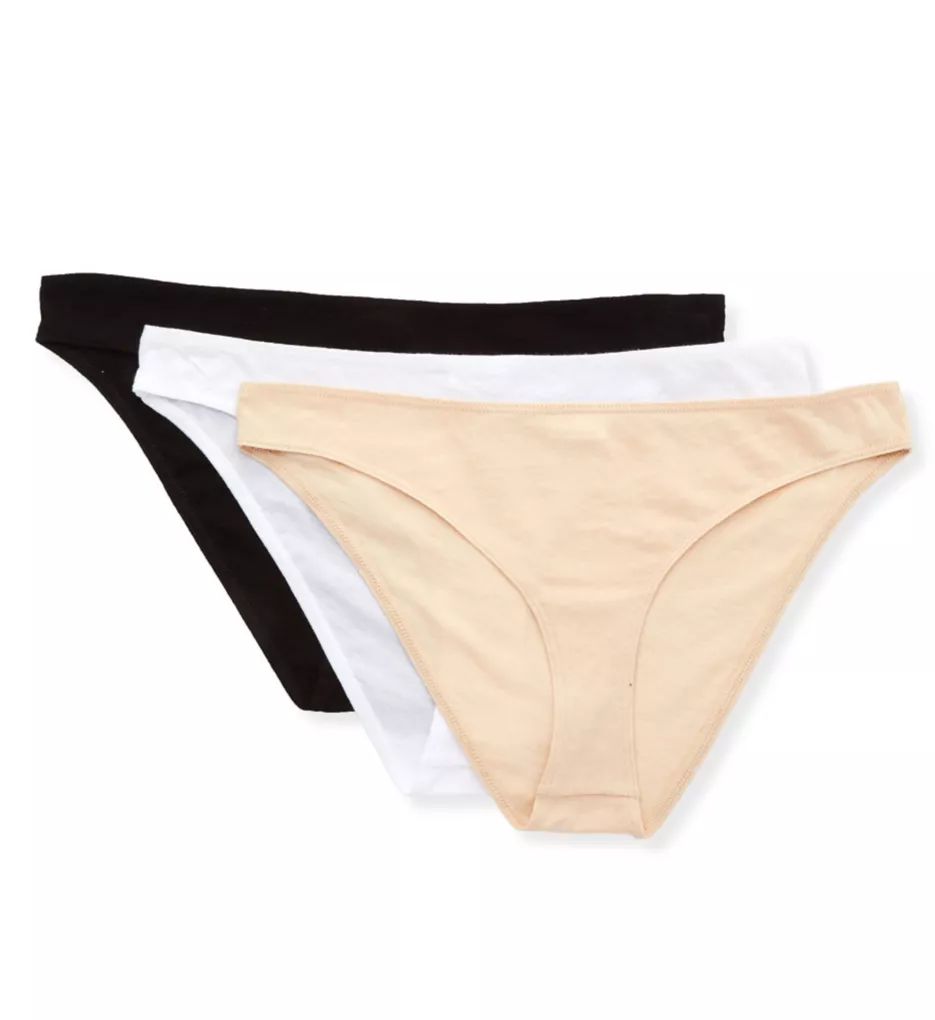 Organic Pima Cotton Bikini Panty - 3 Pack White/Black/Nude S