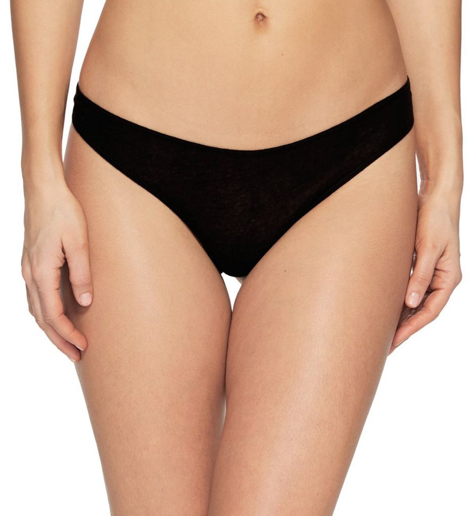 Pima Stretch Cotton Thong - Black