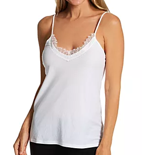 Pima Cotton Silky Jersey Lace Camisole White S