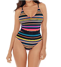 Blinky Lucky Charm Belted One Piece Swimsuit Black S