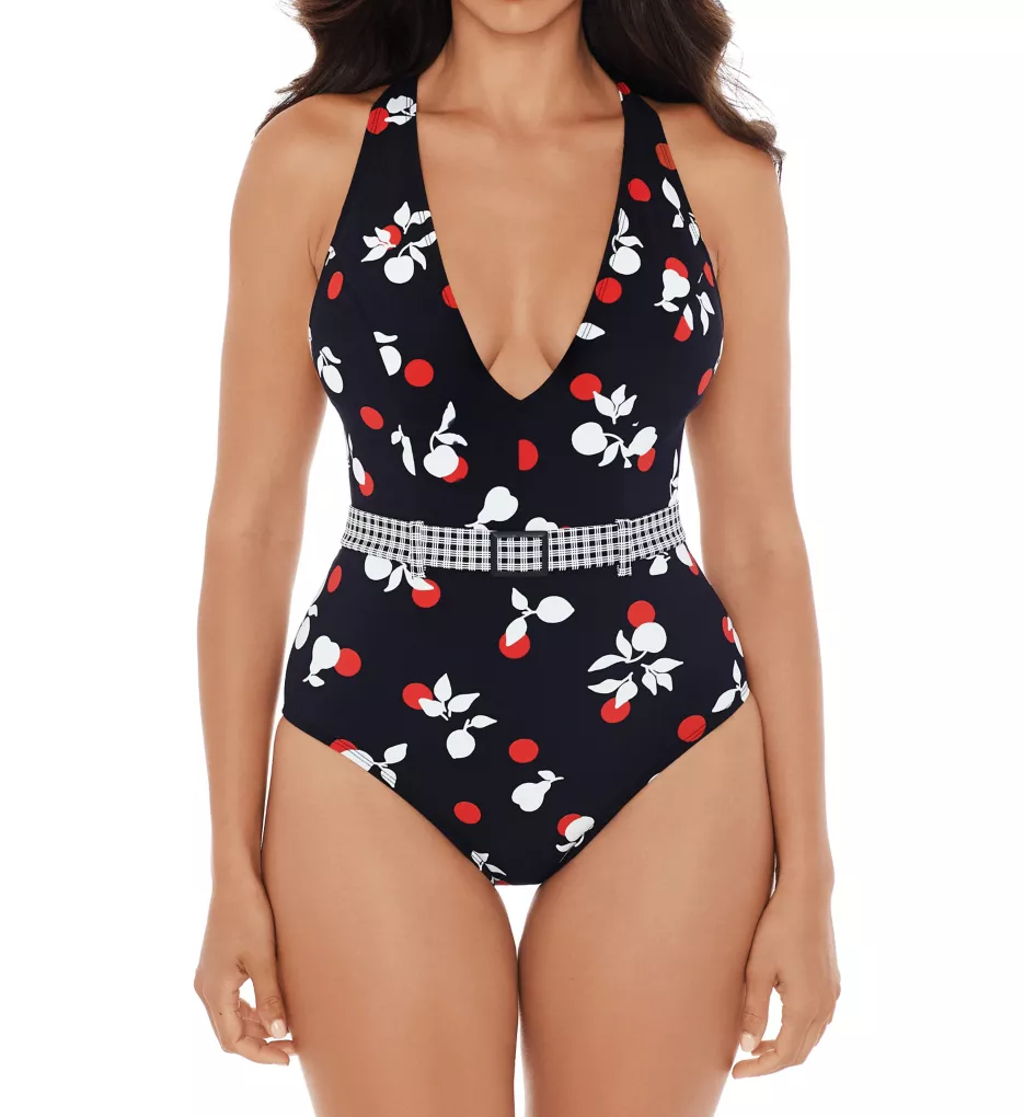 Fruiti Tutti Thrill Belted One Piece Swimsuit Black S