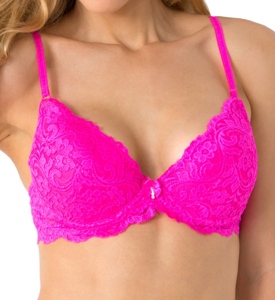 Smart and Sexy Women's Signature Lace Underwire Push Up Bra in M Pink | Size 36D | HerRoom.com
