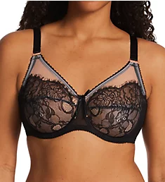 Sexy Pin Up Unlined Underwire Bra BLK Hue w/ Blush Rose 46DDD