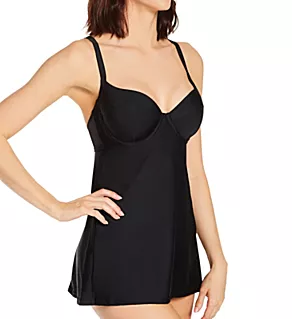 Lightly Lined Tankini Swim Top Black Hue 34B
