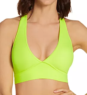 Cut-Out Racerback Bikini Swim Top Neon Yellow S