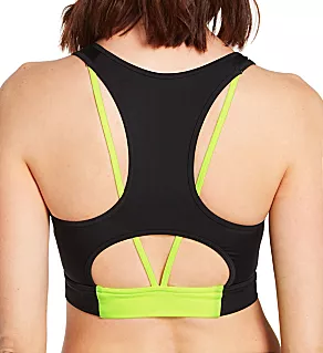 Cut-Out Racerback Bikini Swim Top Black Hue/Light Yellow M