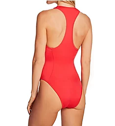 Zip Front One Piece Swimsuit Scarlet XS