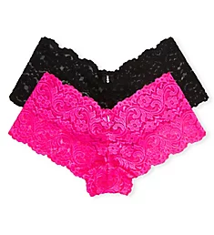 Signature Lace Boyleg Panty - 2 Pack M Pink/Black Hue 10