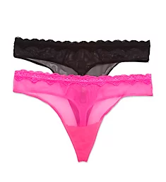 Lace Trim Thong Panty - 2 Pack