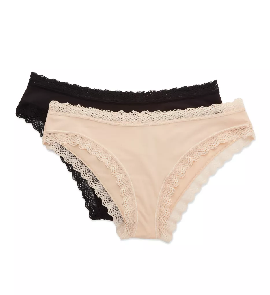 Lace Trim Cheeky Panty - 2 Pack In The Buff/Black Hue 5